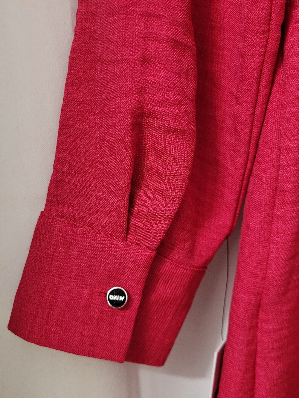 NWT DKNY raspberry pink long-sleeve shirt dress - Picture 6 of 10